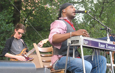 conrad oberg plays with Robert Randolph at Life is Good Festival in Boston